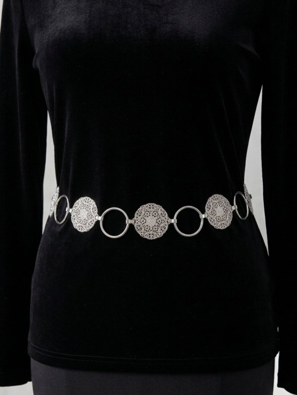 Vintage Silver Filigree Medallion Chain Belt